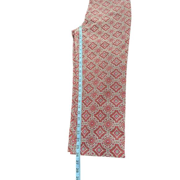 Talbots Pink White Medallion Paisley Office Work Career Crop Dress Pants Size 12 - Picture 10 of 11